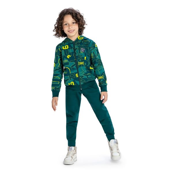 Conjunto Infantil Menino em Moletom Felpado Estampado Elian 241248